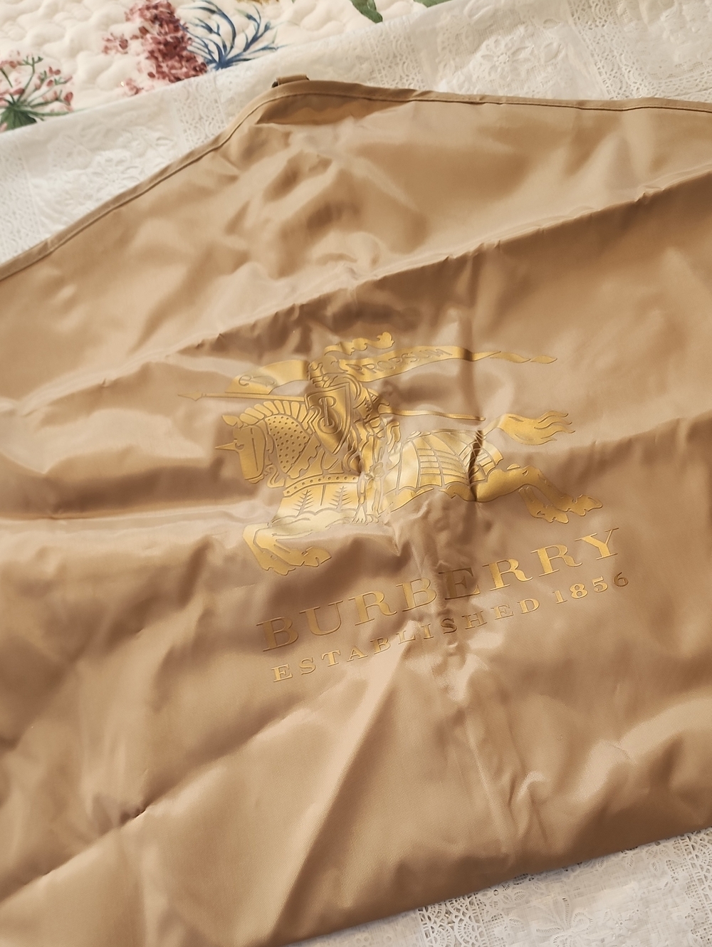 Burberry Tan Dust Bag with Gold Logo